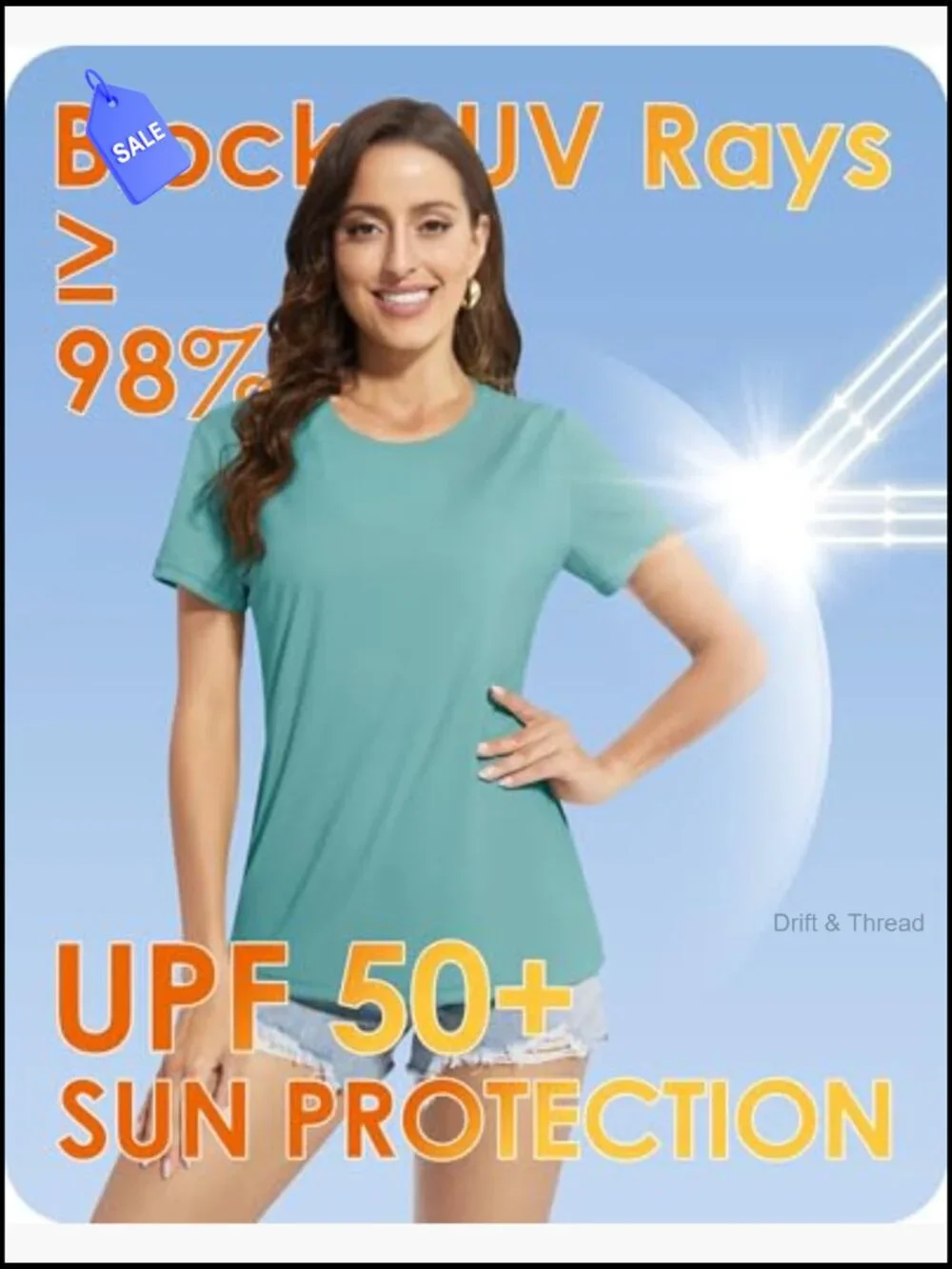 UPF 50+ Sun Protection Rash Guard Short Sleeve Swim Tee Quick Dry Lightweight